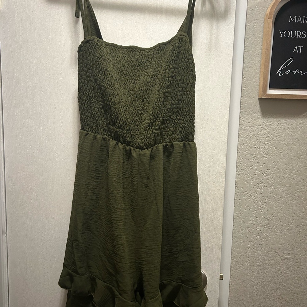 Green Open Back Romper